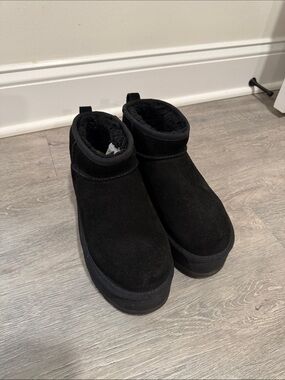 UGG Black Suede Platform Ankle Boots